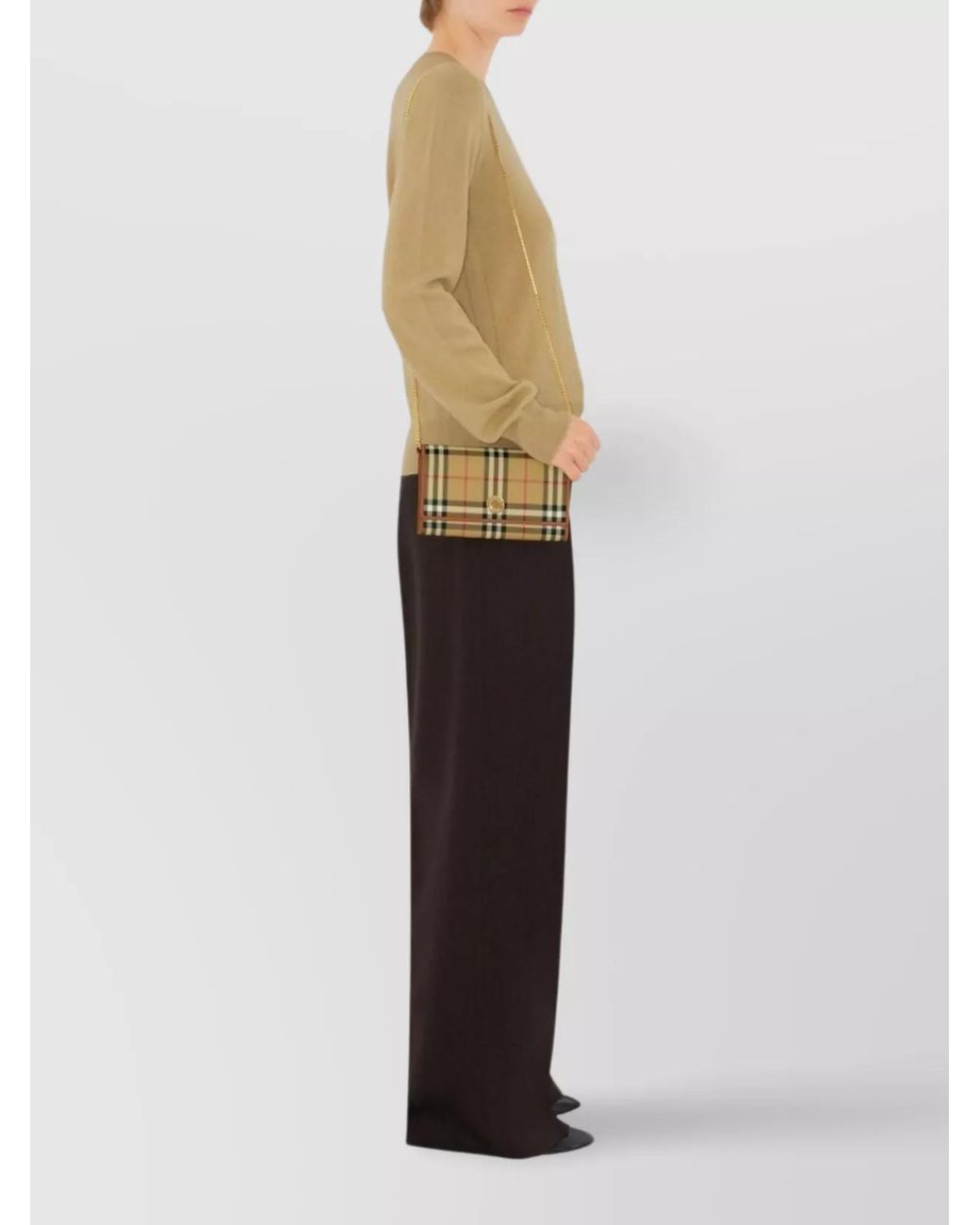Burberry Natural Checkered Chain Shoulder Bag