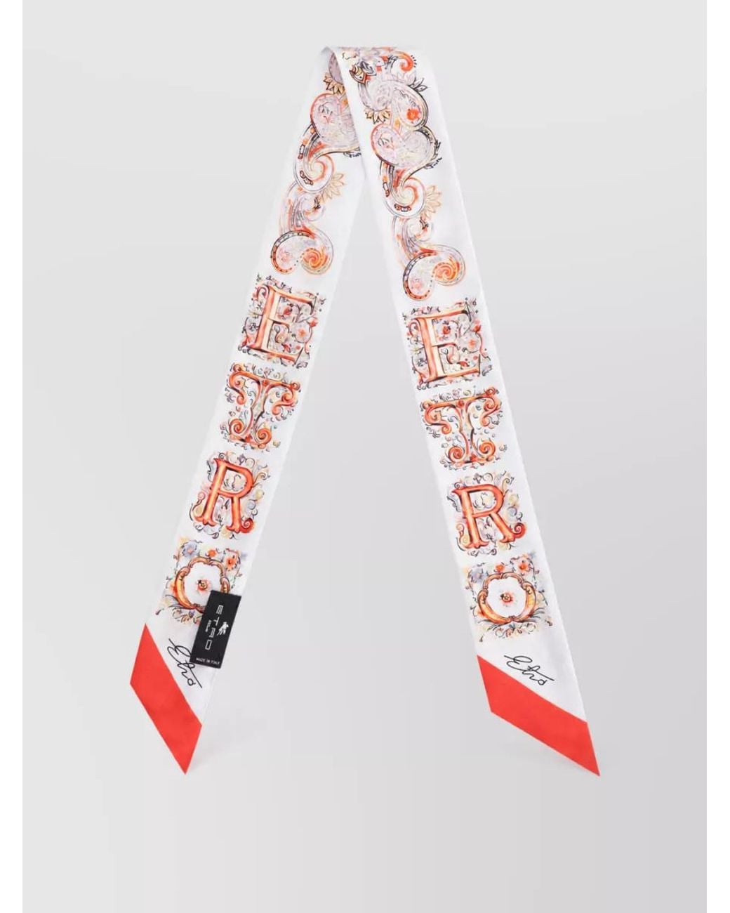 Etro White Silk Paisley Floral-Print Scarf