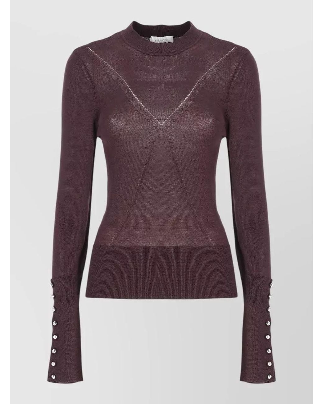 Rabanne Purple Merino Wool Silk Crewneck Sweater