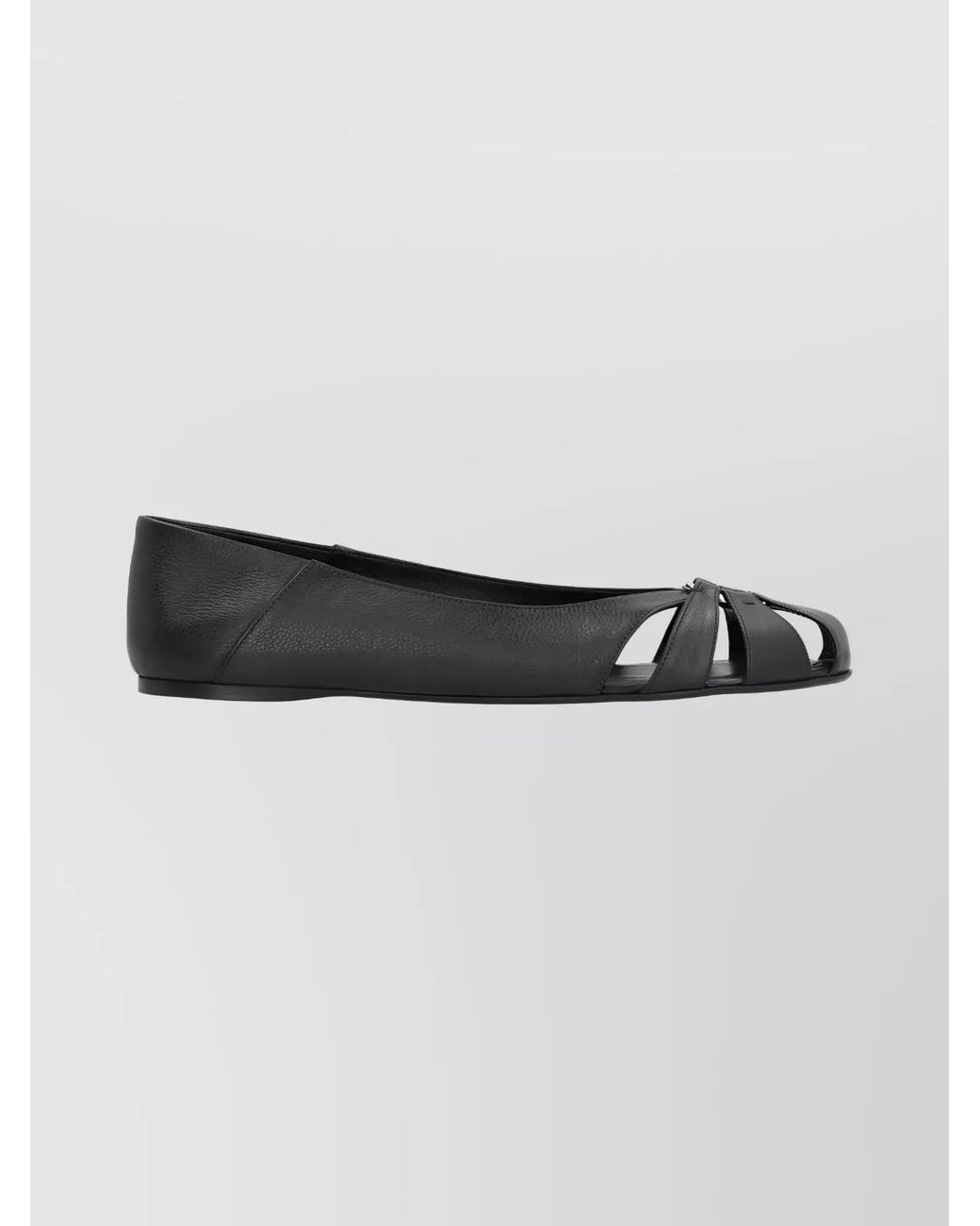 Ferragamo Black Leather Cutout Ballerina Flats