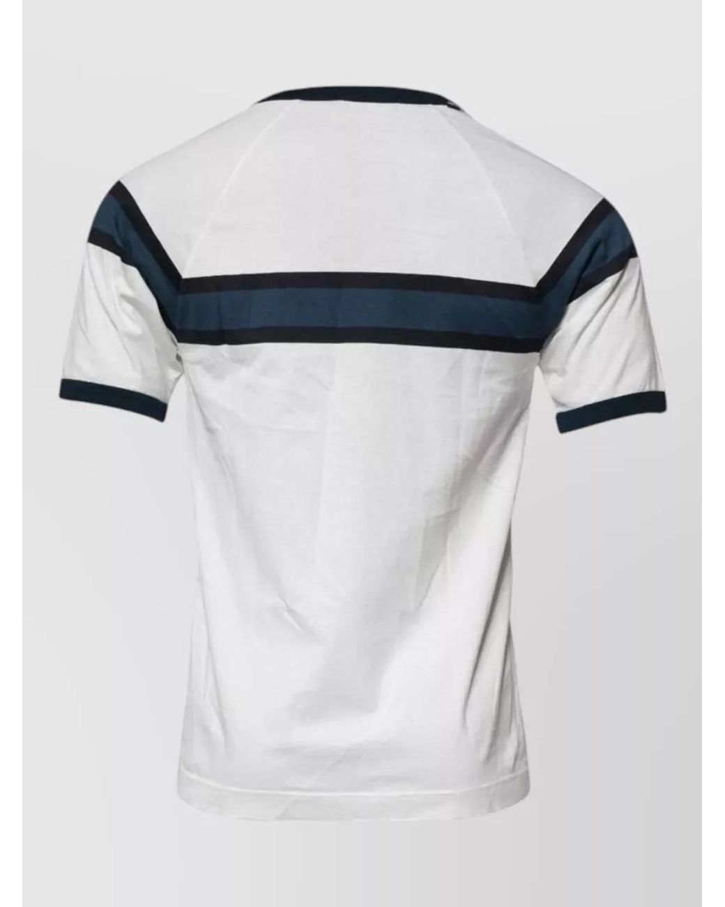 Dolce & Gabbana Blue Striped Logo Embroidered Cotton T-Shirt for men