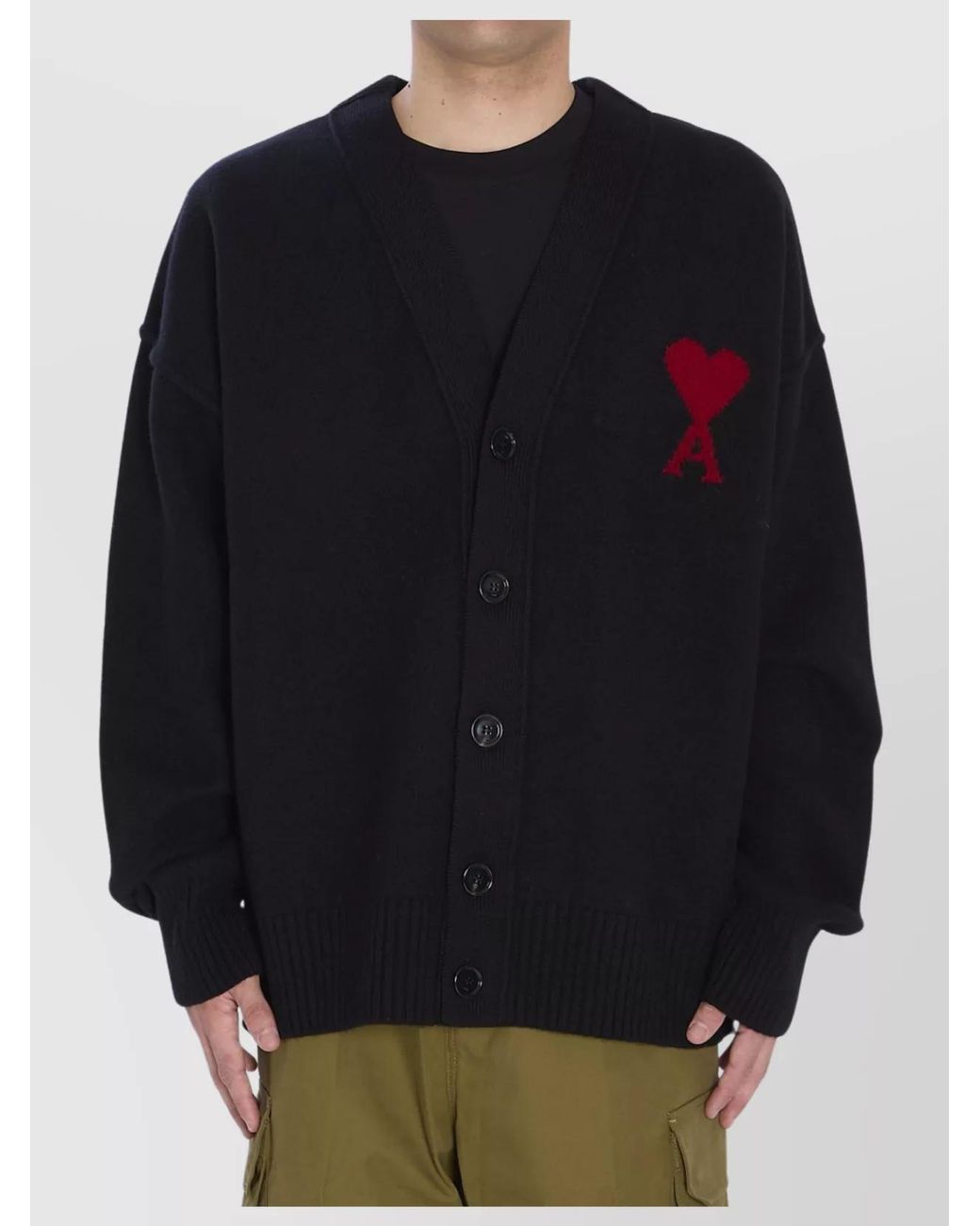 AMI Blue Wool Oversized Cardigan for men
