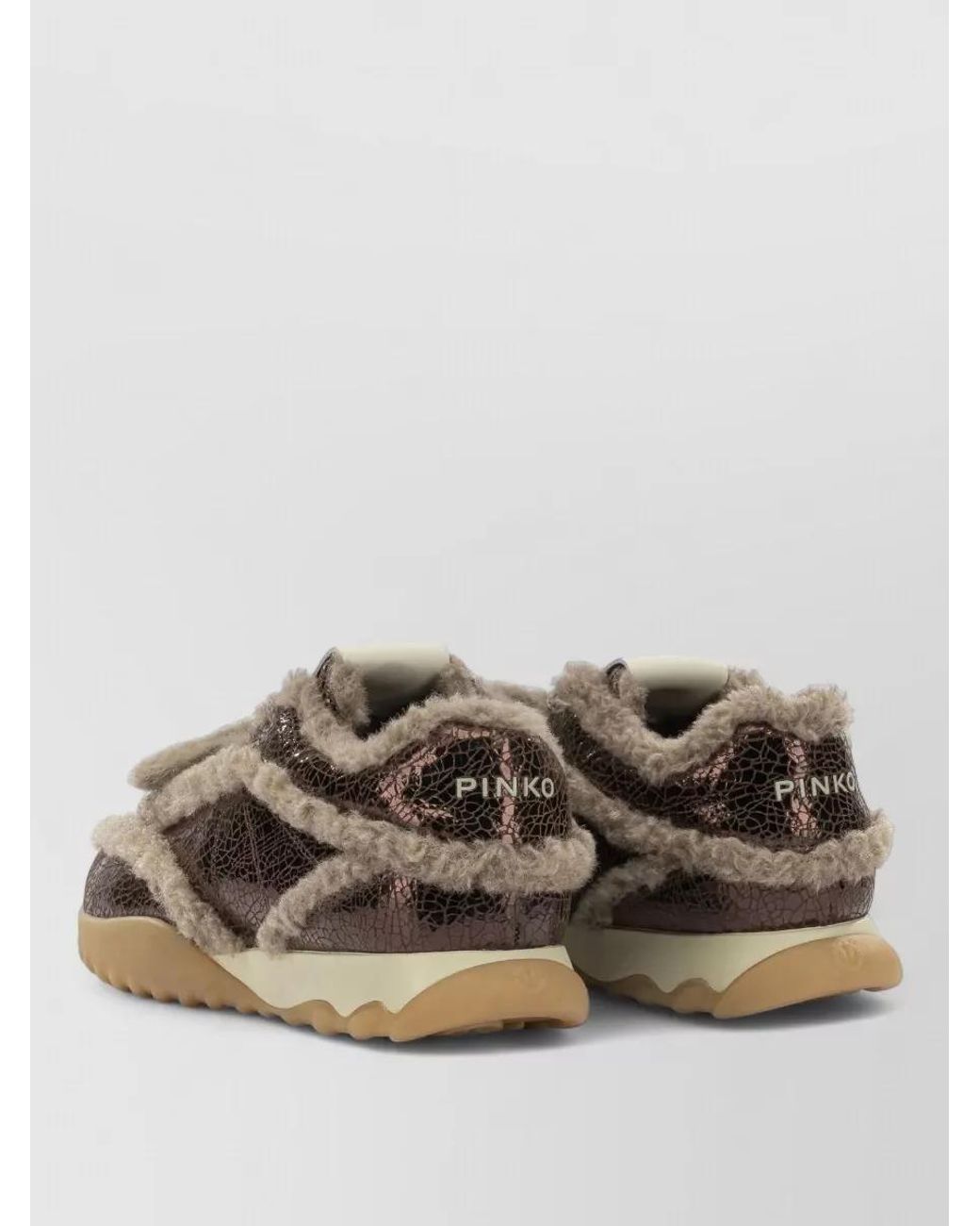 Pinko Brown Calf Leather Low-Top Sneakers