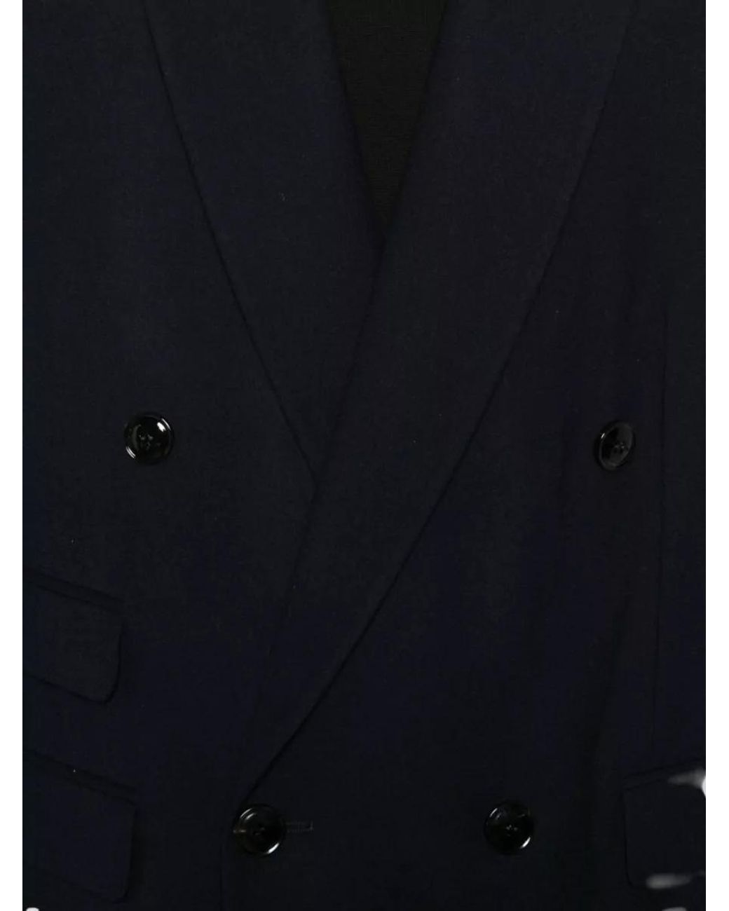 Giorgio Armani Blue Wool Double-Breasted Coat for men