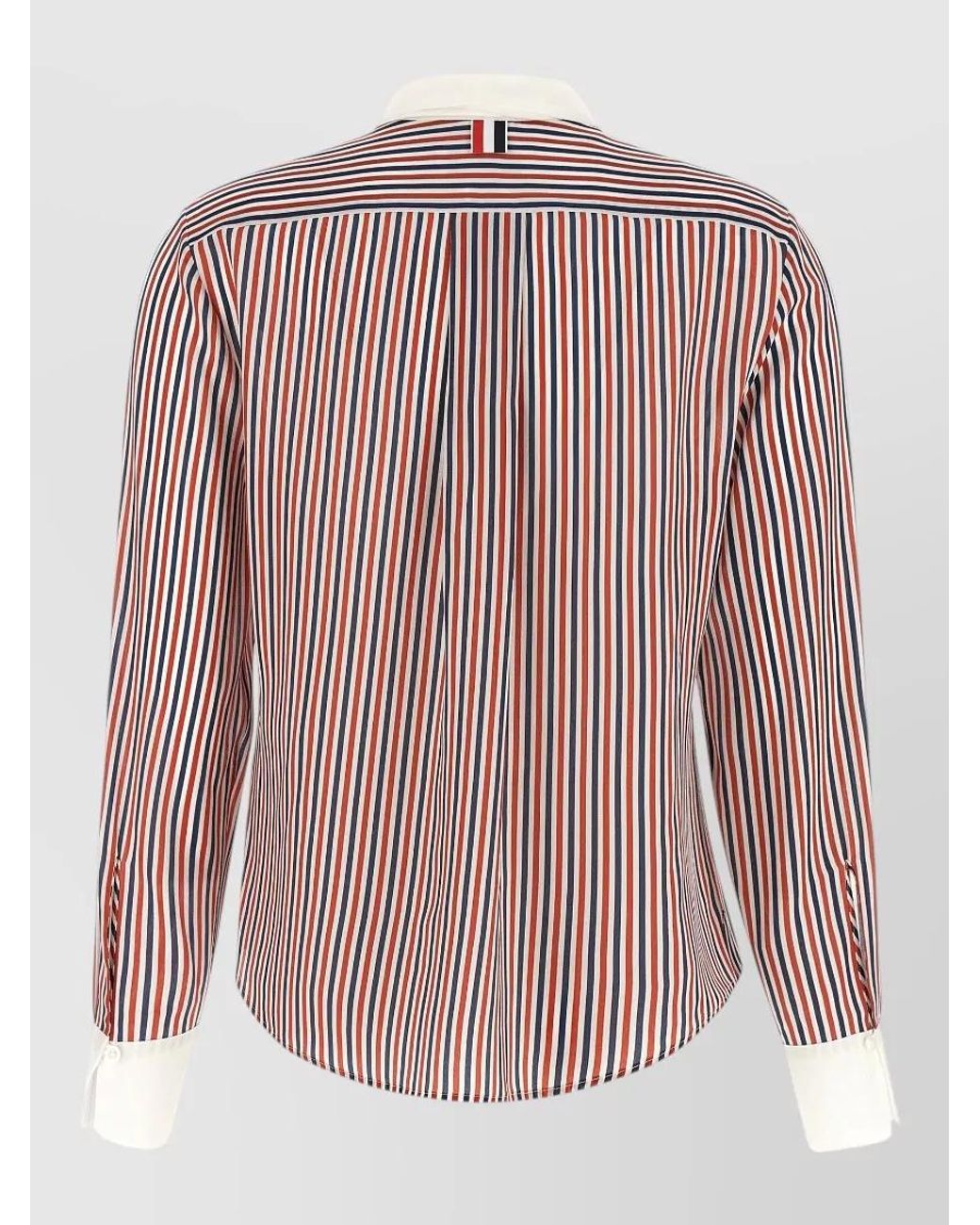 Thom Browne Pink Silk Striped Detachable Lavallière Collar Shirt