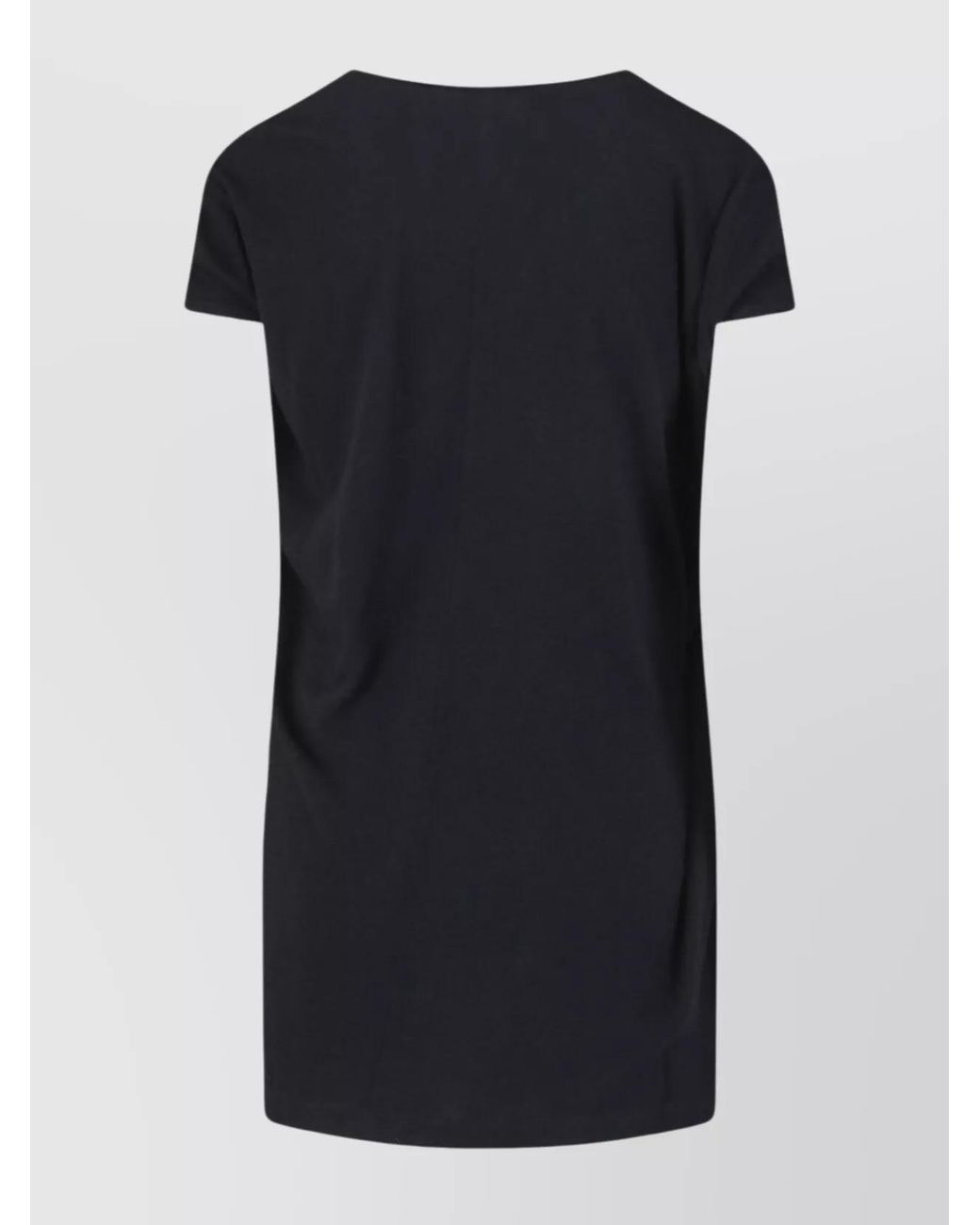 Rick Owens Black Short Sleeves With Asymmetric Hem And V-Neckline