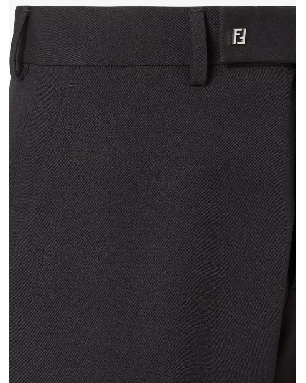 Fendi Blue Virgin Wool Slim Tapered Tailored Trousers for men