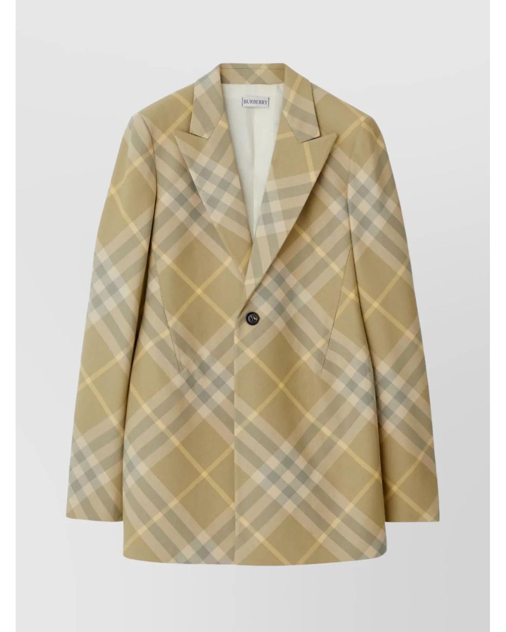 Burberry Natural Wool Checked Single-Breasted Blazer