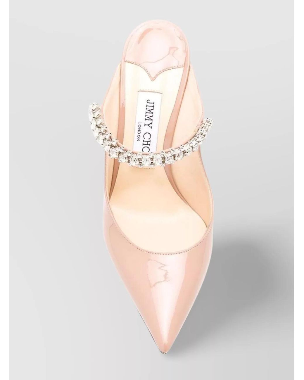 Jimmy Choo Pink Patent Leather Crystal-Embellished Pointed-Toe High-Heel Mules