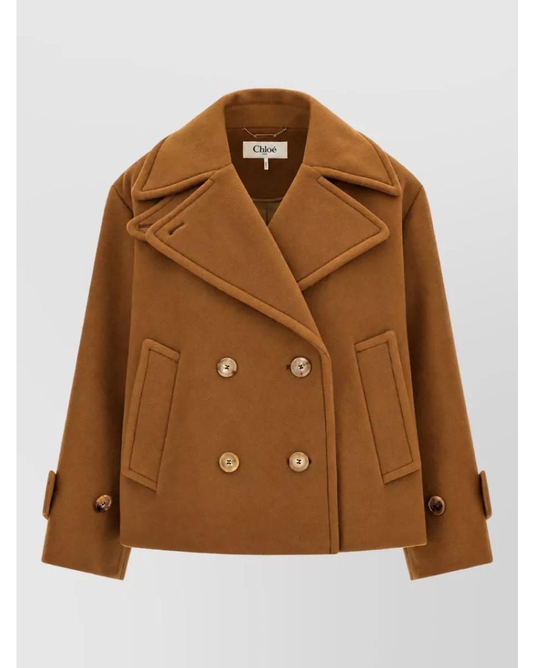 Chloé Brown Wool Double-Breasted Coat