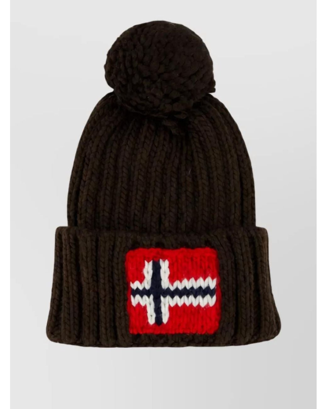 Napapijri Red Ribbed Knit Beanie for men