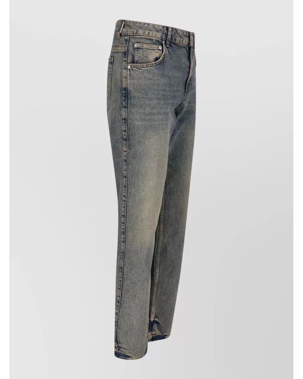 Represent Gray Cotton Straight-Leg Jeans for men