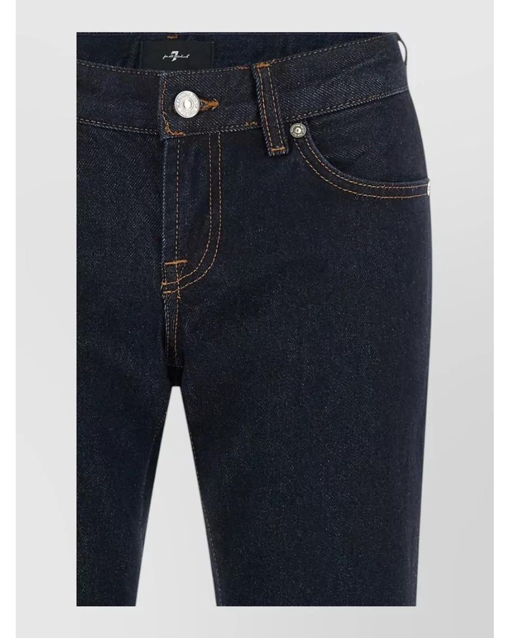 7 For All Mankind Blue Denim Low-Rise Cigarette Jeans