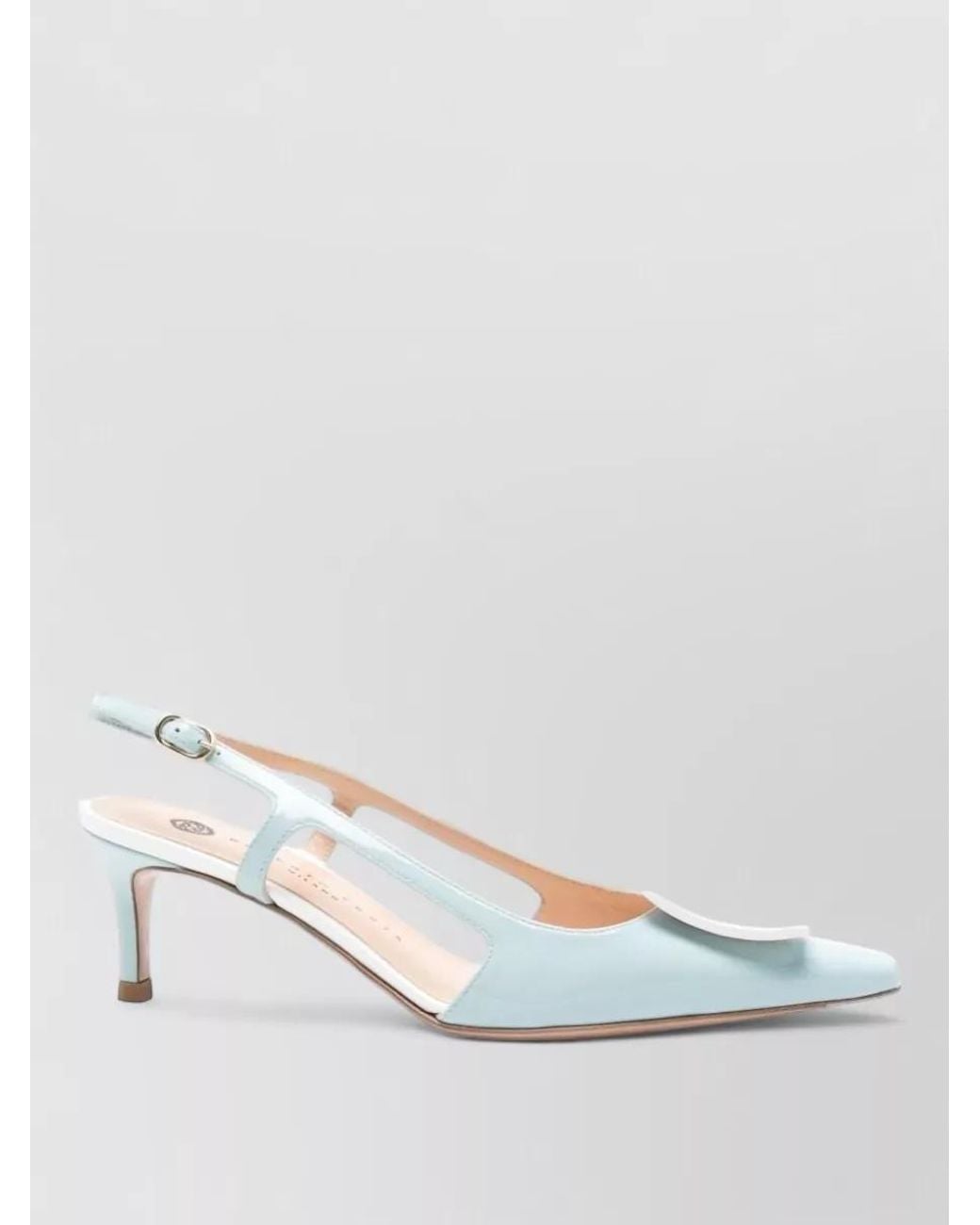 Roberto Festa White Leather Square-Toe Slingback Pumps