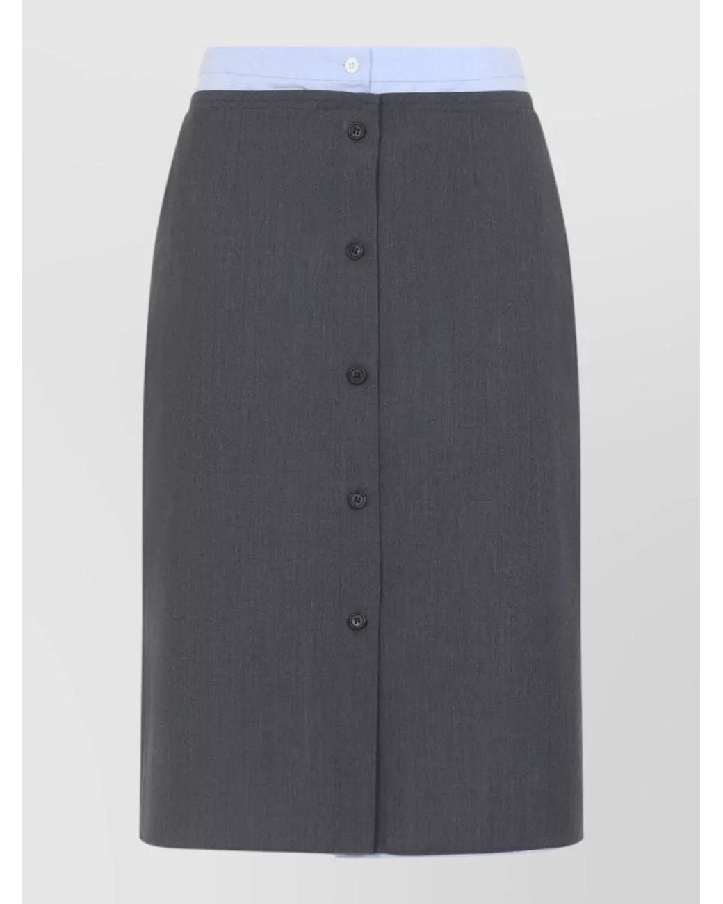 Prada Gray Layered Wool Skirt