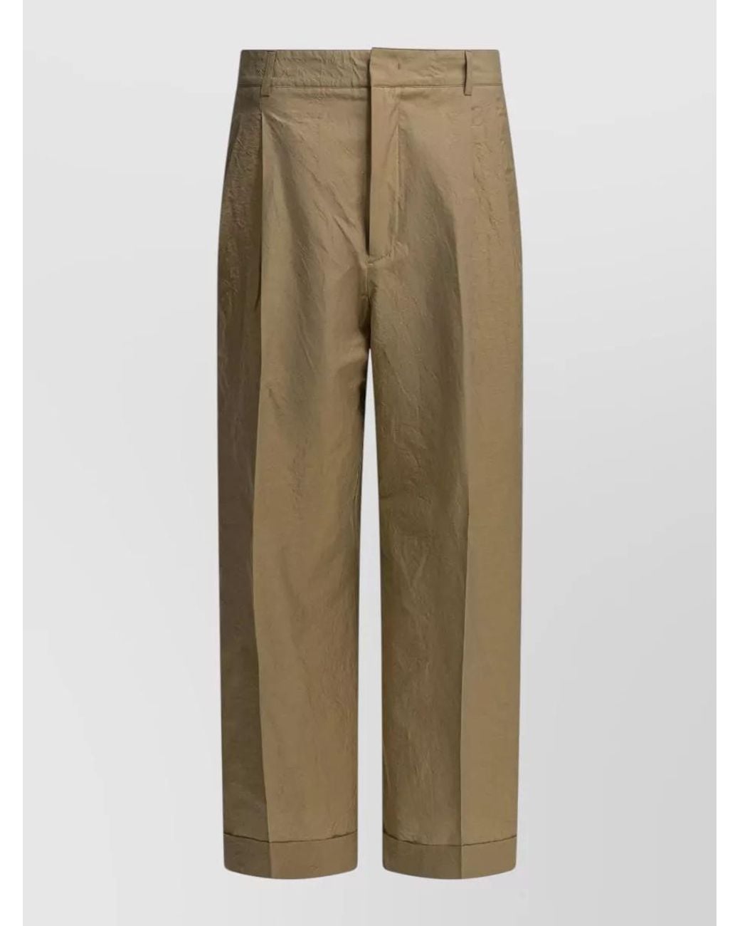 Soeur Natural Crinkled High-Rise Wide-Leg Cropped Trousers