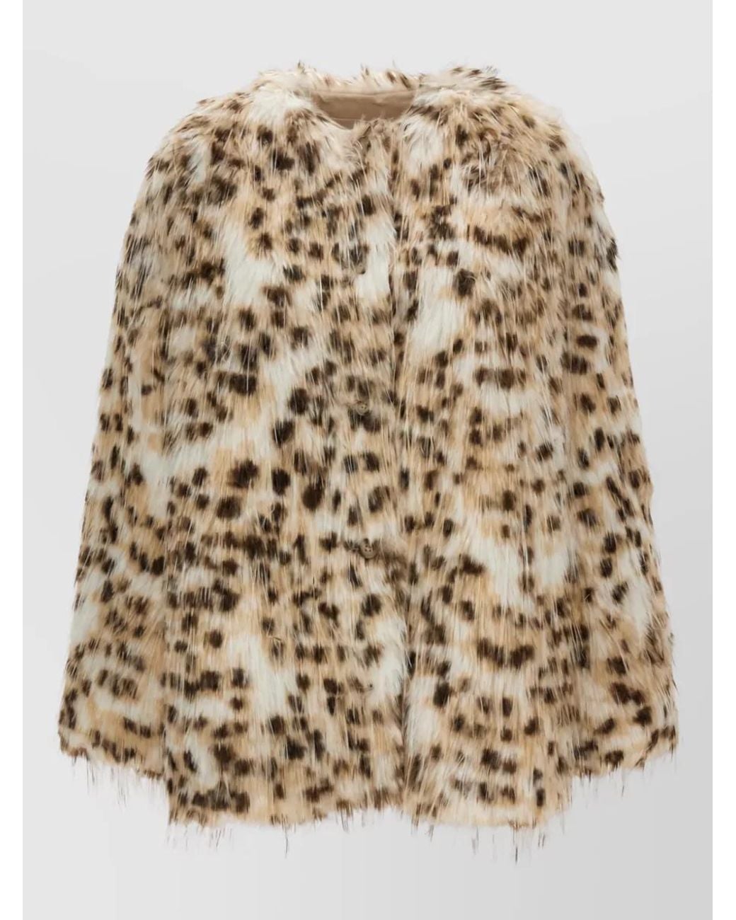 Loulou de Saison Natural Faux Fur Animal-Print Collarless Coat