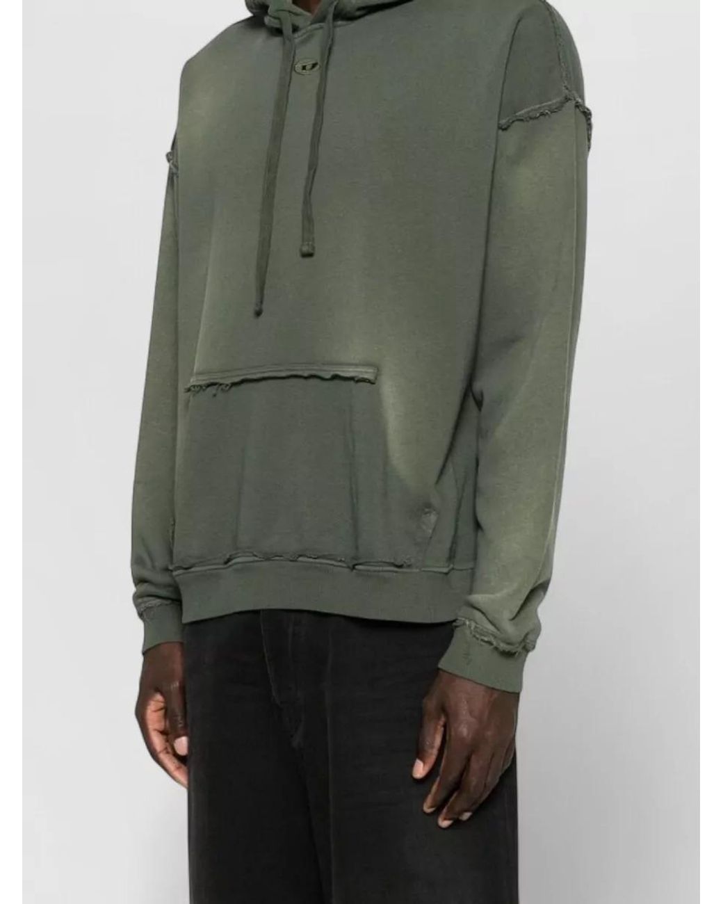 DIESEL Green Cotton Hooded Loose-Fit Sweatshirt for men
