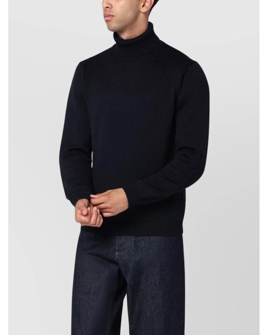 Roberto Collina Blue Wool Turtleneck Sweater for men
