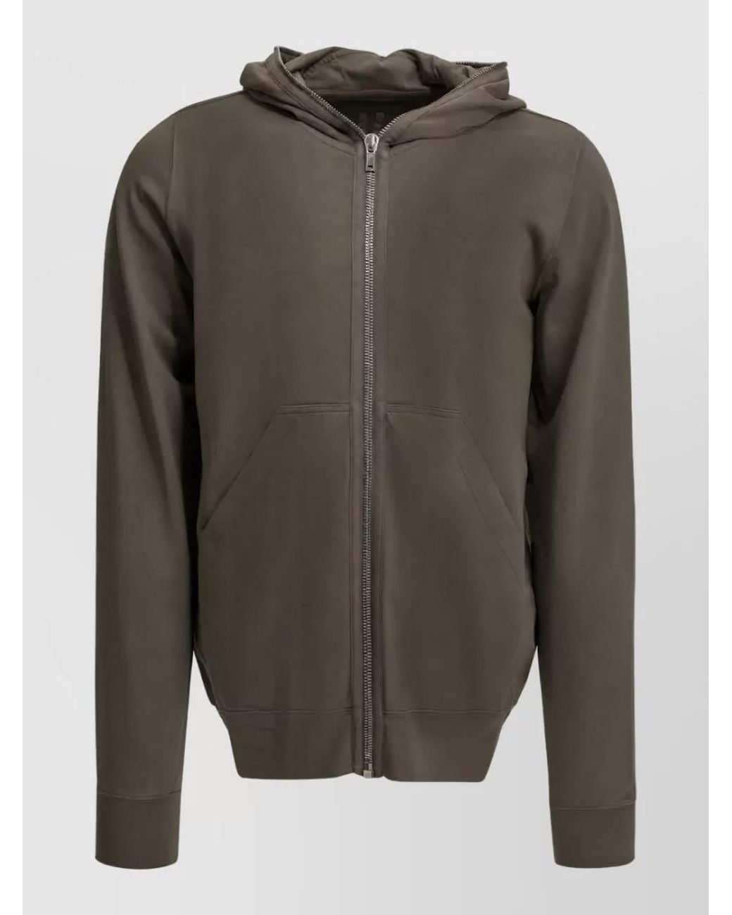 Rick Owens Gray Cotton Zip-Up Hooded Jacket for men