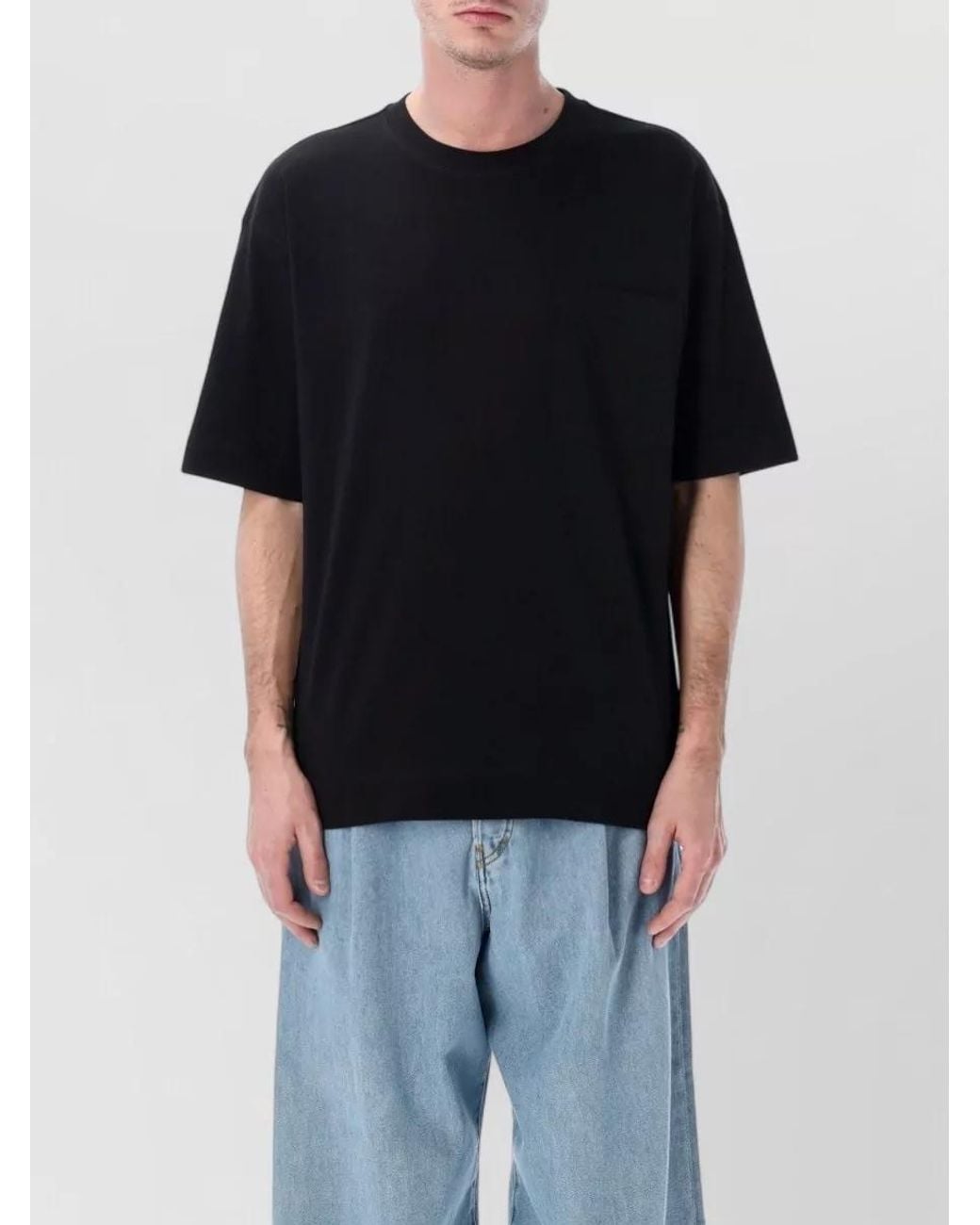 Dries Van Noten Black Cotton Regular-Fit Pocket T-Shirt for men