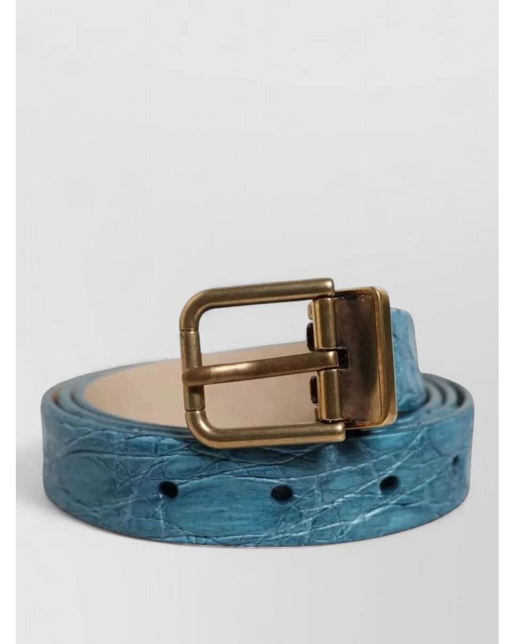 Dolce & Gabbana Blue Caiman Leather Belt for men