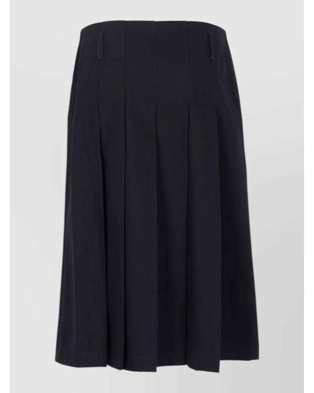 A.P.C. Blue Cotton Pleated Midi Skirt