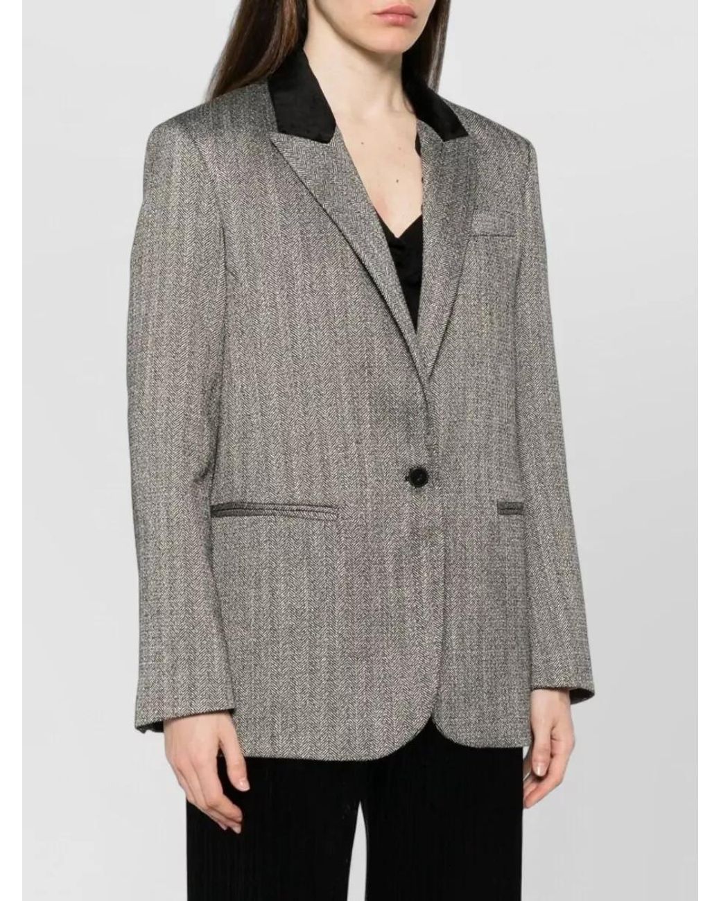 Forte_forte Gray Herringbone Single-Breasted Blazer
