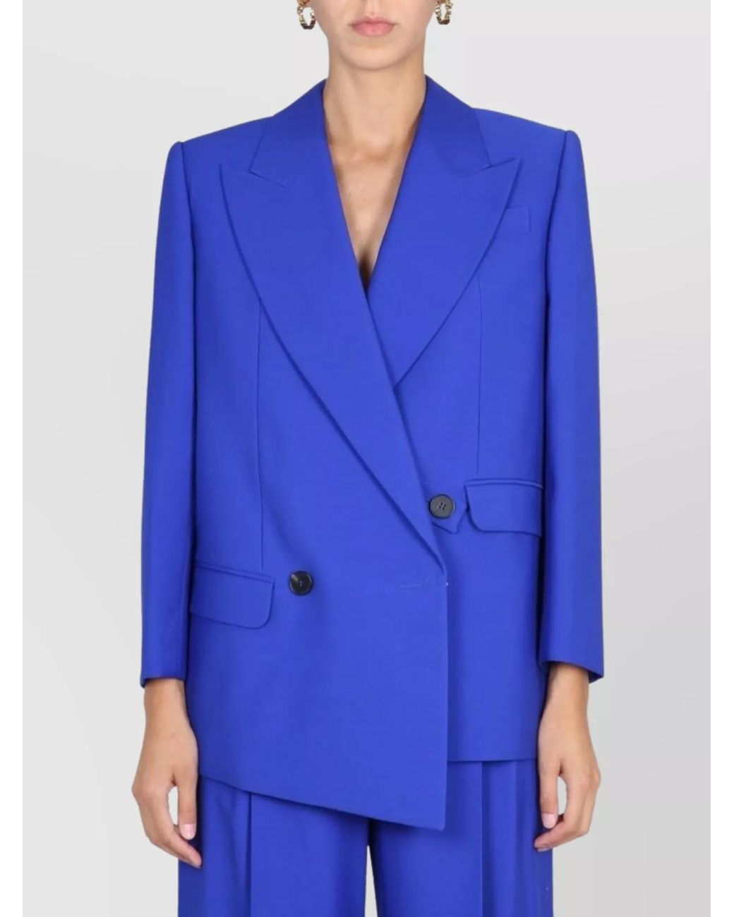 McQueen Blue Wool Double-Breasted Blazer