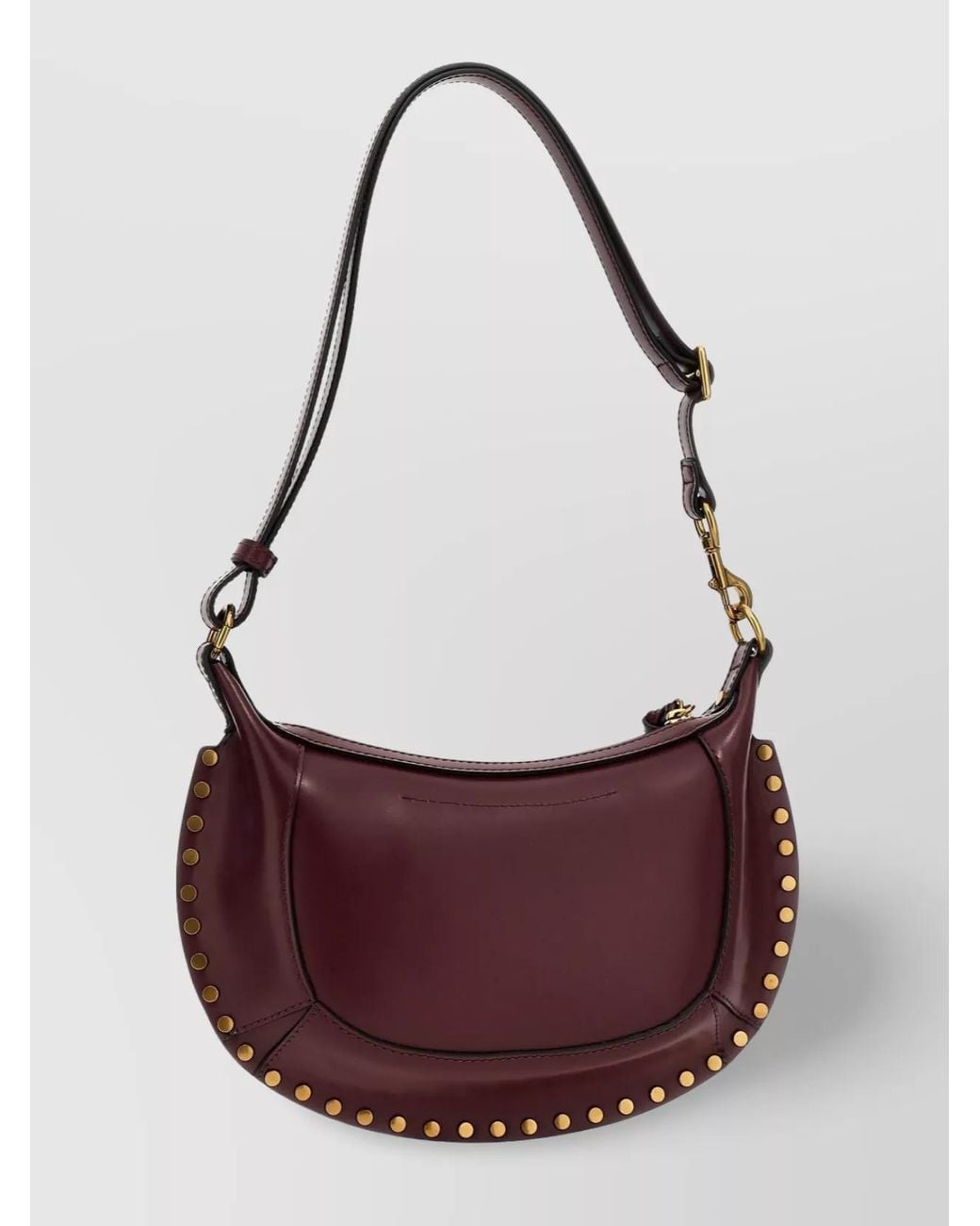 Isabel Marant Purple Oskan Moon Calf Leather Studded Shoulder Bag