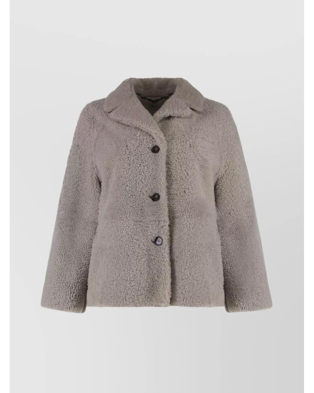 Max Mara Gray Sheepskin Short Coat