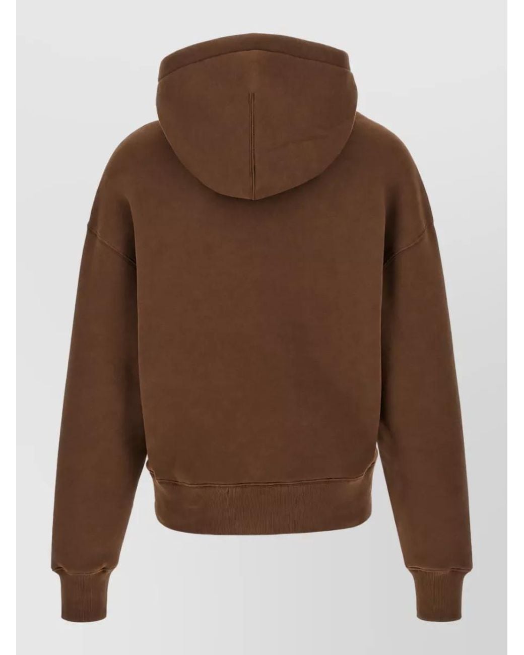 AMI Brown Cotton-Blend Logo-Embroidered Hoodie