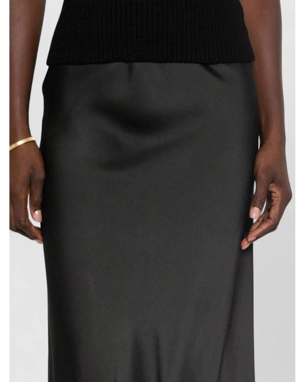 Fabiana Filippi Black Satin Maxi Skirt