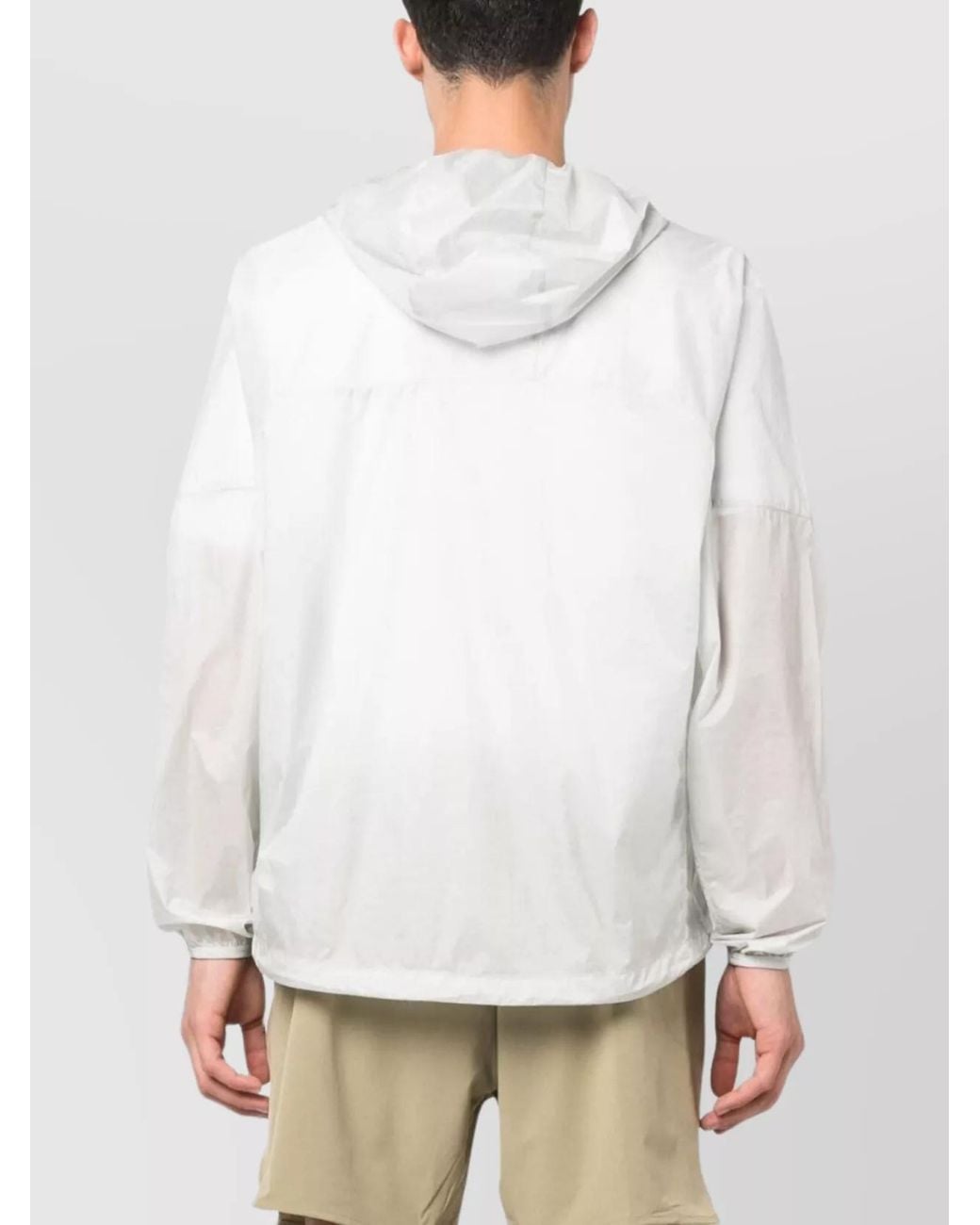 Nike White Nylon Logo Print Hooded Windbreaker Jacket for men