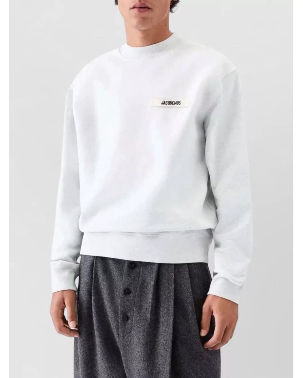 Jacquemus White Cotton Relaxed-Fit Logo-Embroidered Sweatshirt for men