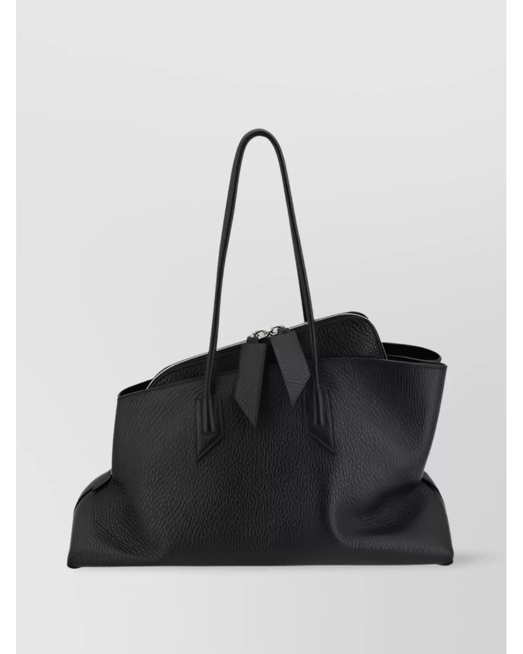 The Attico Black Medium Hammered Leather Shoulder Bag
