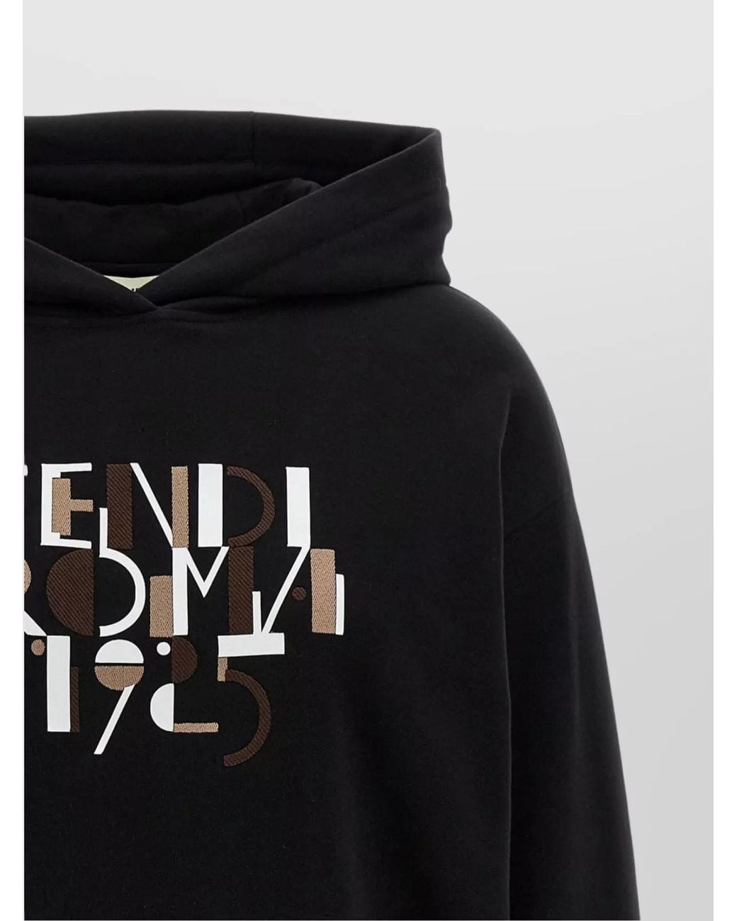 Fendi Black Logo-Print Cotton Hoodie