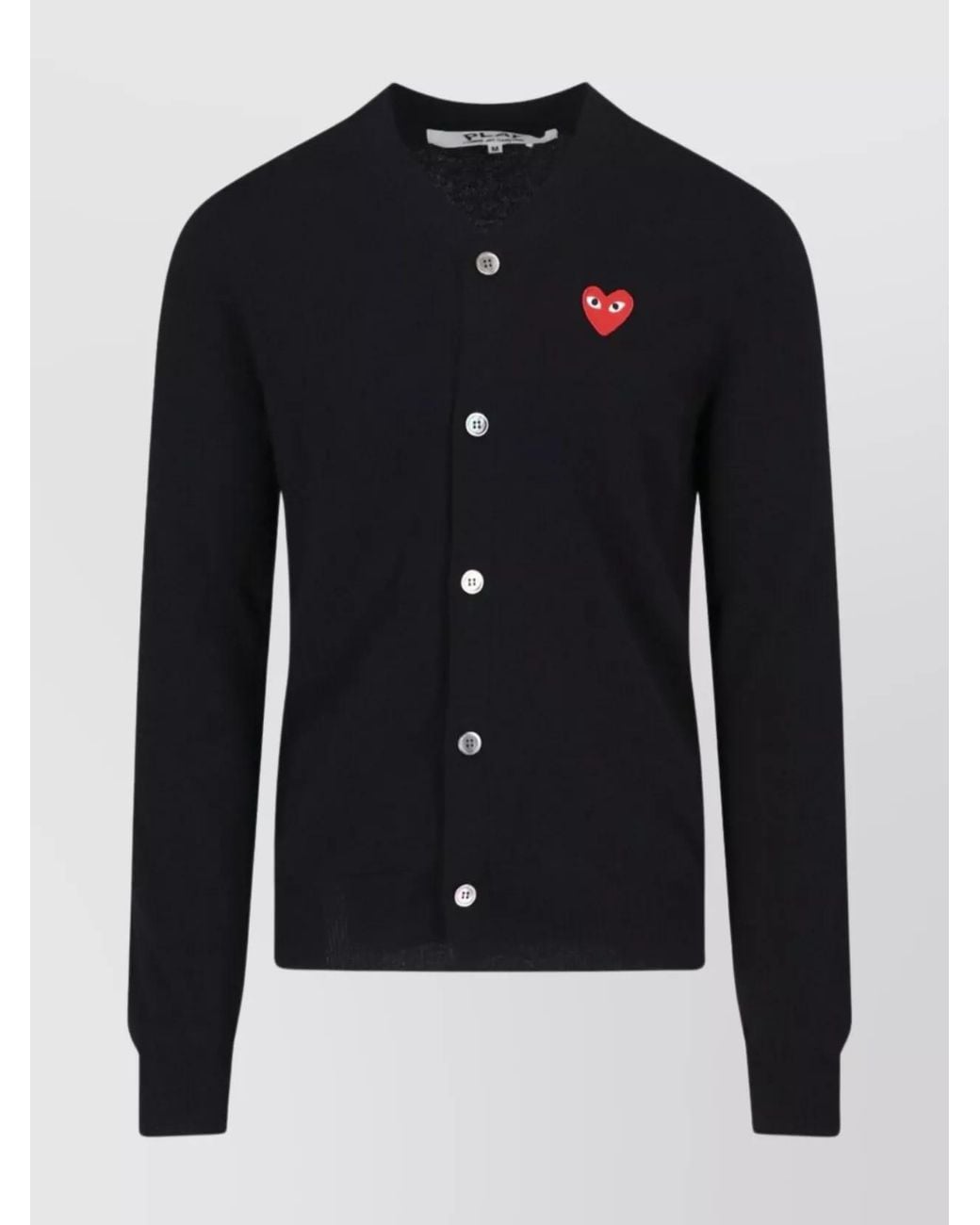 COMME DES GARÇONS PLAY Blue Wool Crewneck Cardigan