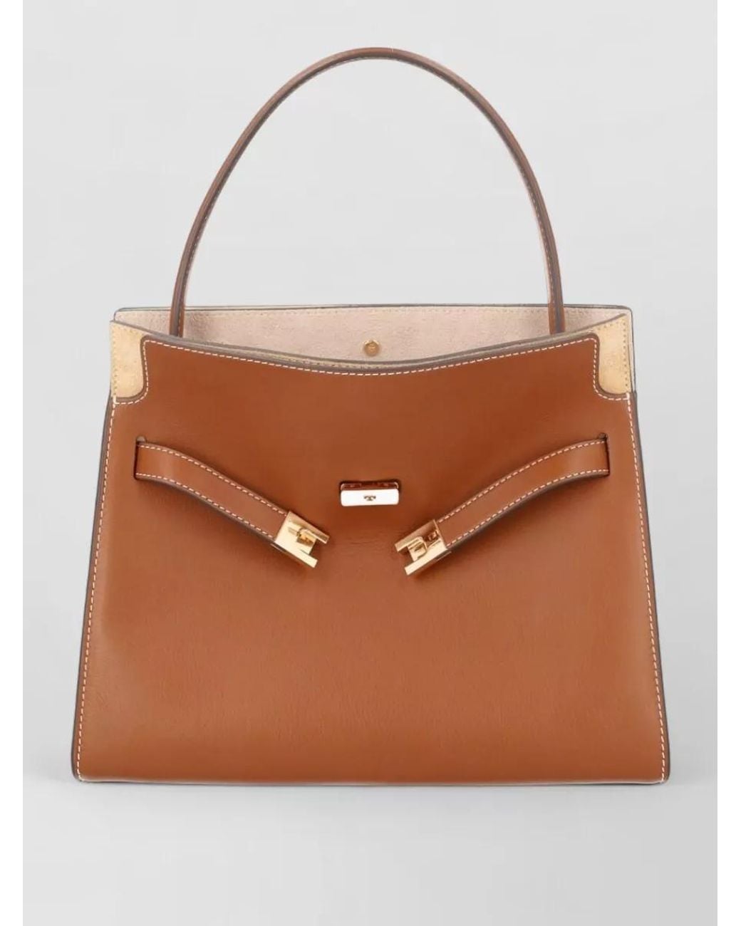 Tory Burch Brown Lee Radziwill Small Leather Tote Bag