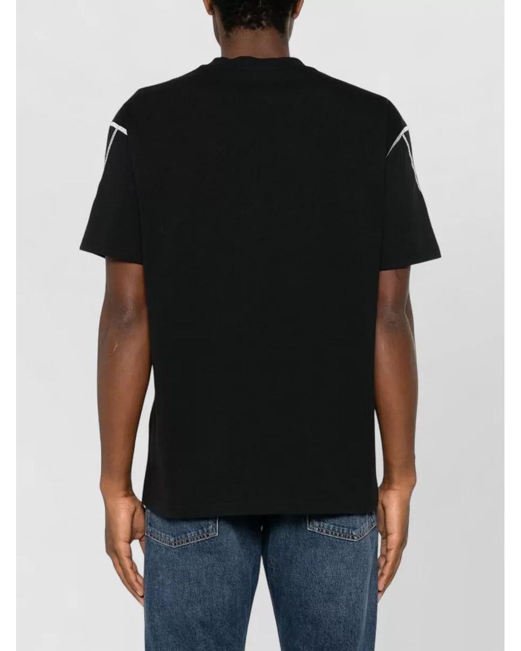 Givenchy Black Cotton Logo Print Contrast Stitch Short Sleeve T-Shirt for men