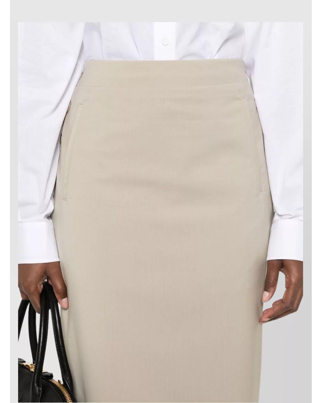 Moschino Natural Wool High-Rise Knee-Length Skirt