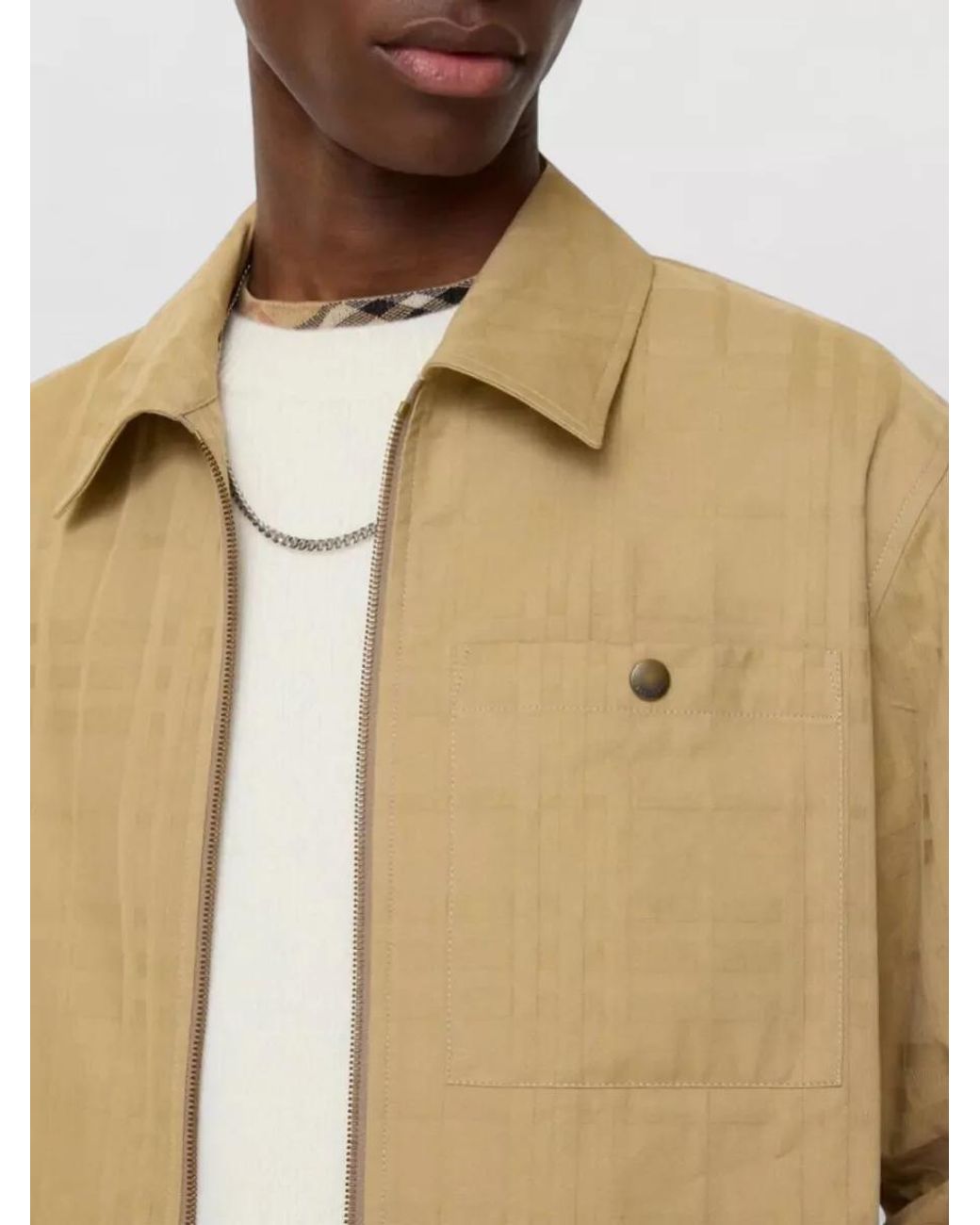Burberry Natural Cotton Checked Overshirt Jacket for men