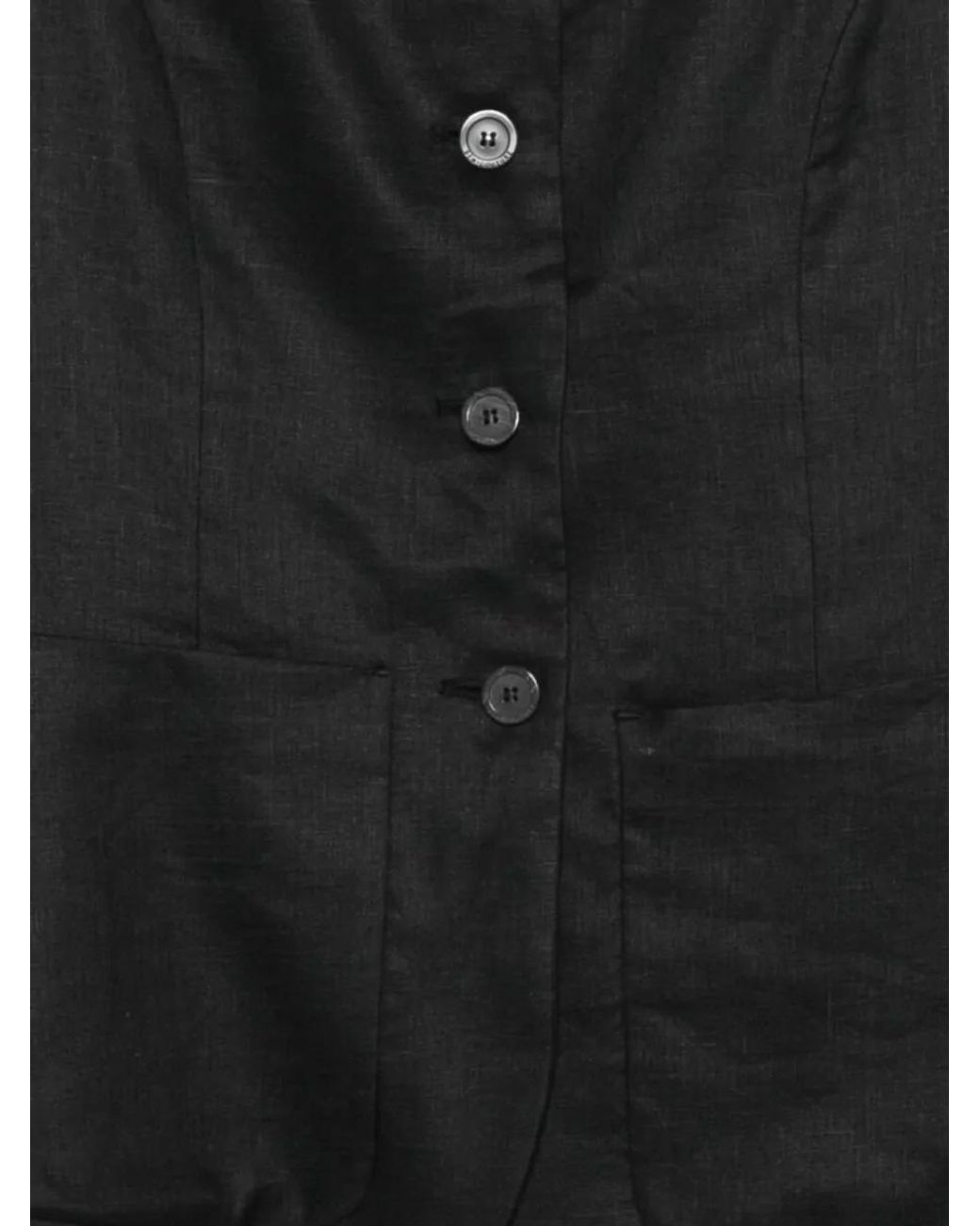 Semicouture Black Linen Sleeveless Vest