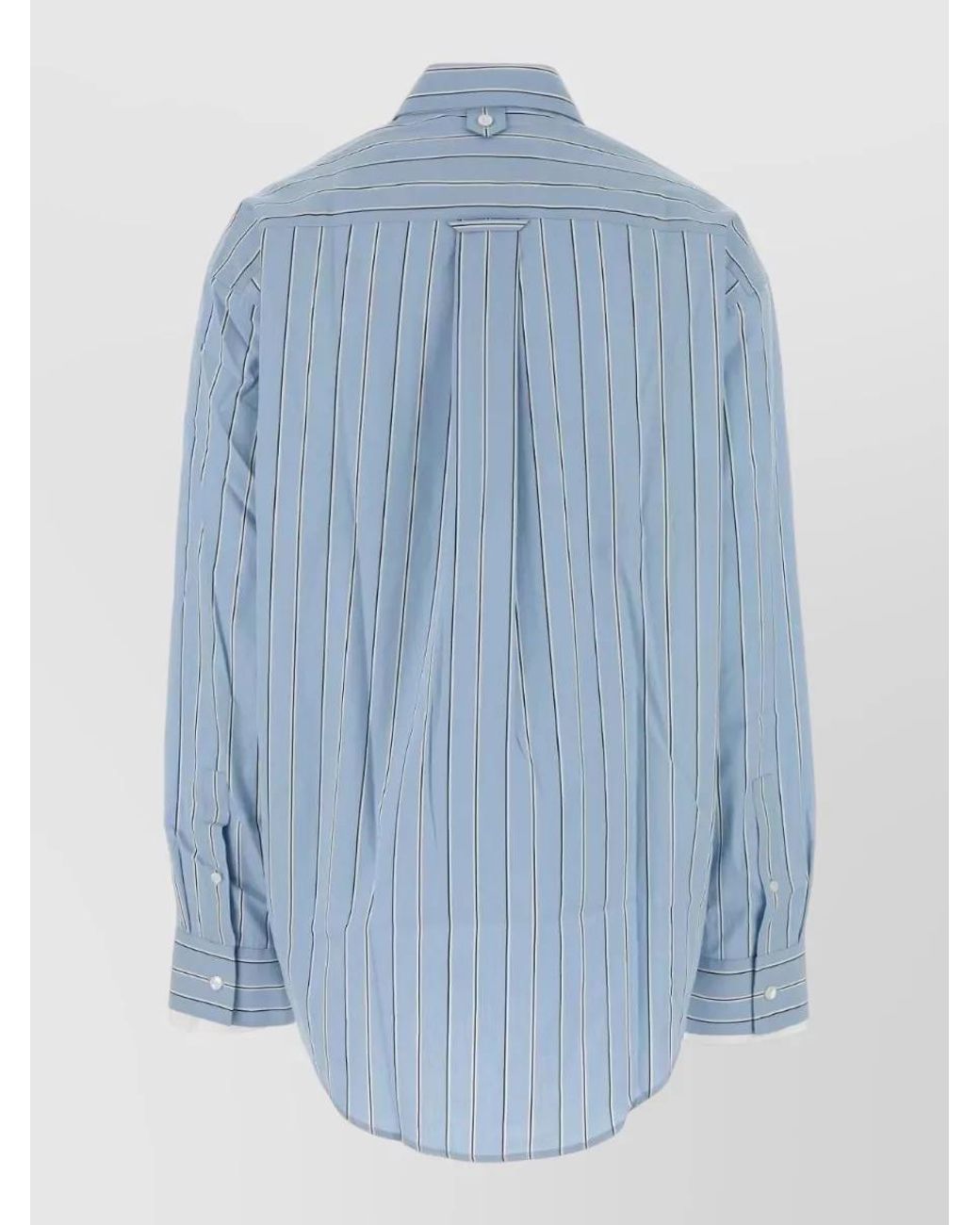 AMI Blue Cotton Embroidered Poplin Oversized Shirt for men