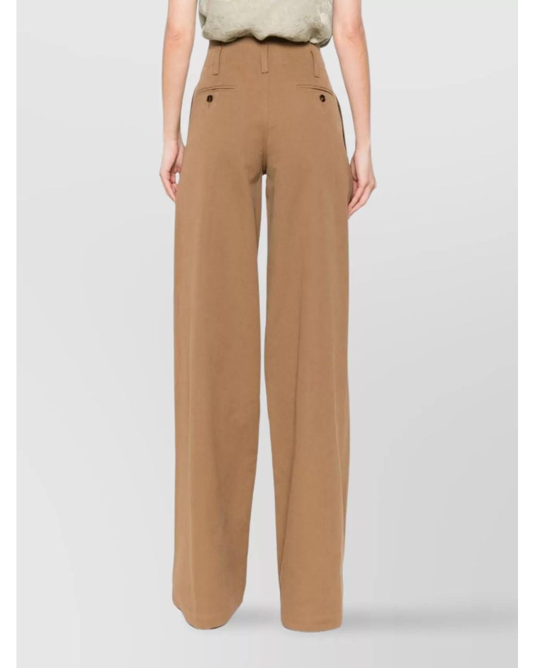 Chloé Brown Cotton High-Rise Wide-Leg Trousers
