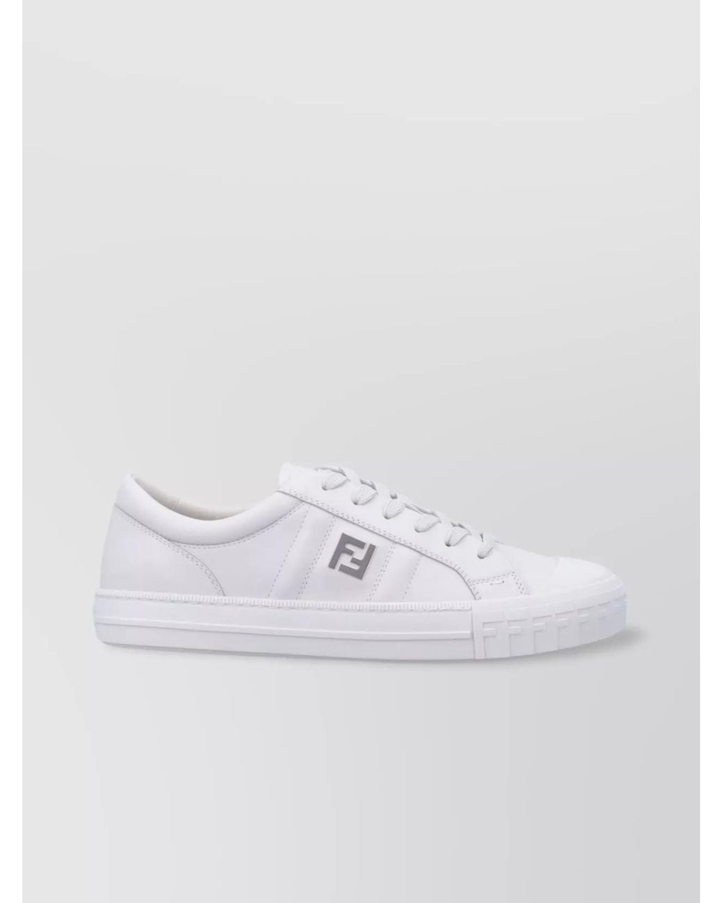 Fendi White Leather Domino Low-Top Sneakers for men