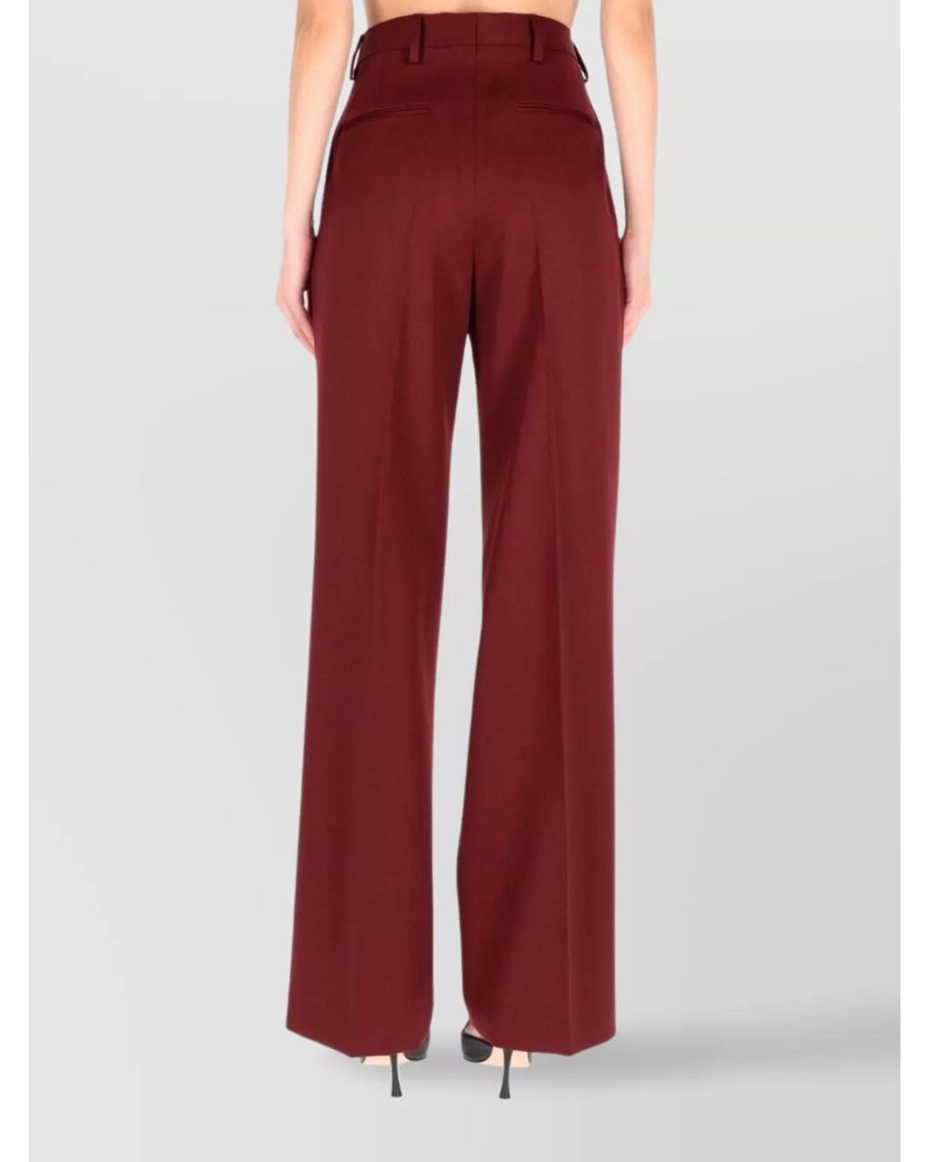 Dries Van Noten Red Wool Wide-Leg Trousers