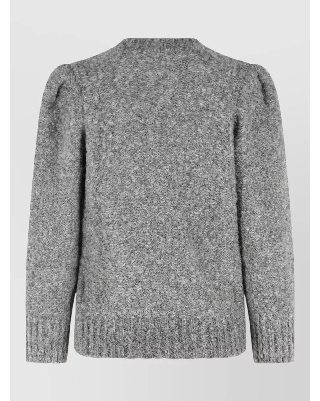 Isabel Marant Gray Wool Blend Textured Knit Crew Neck Sweater