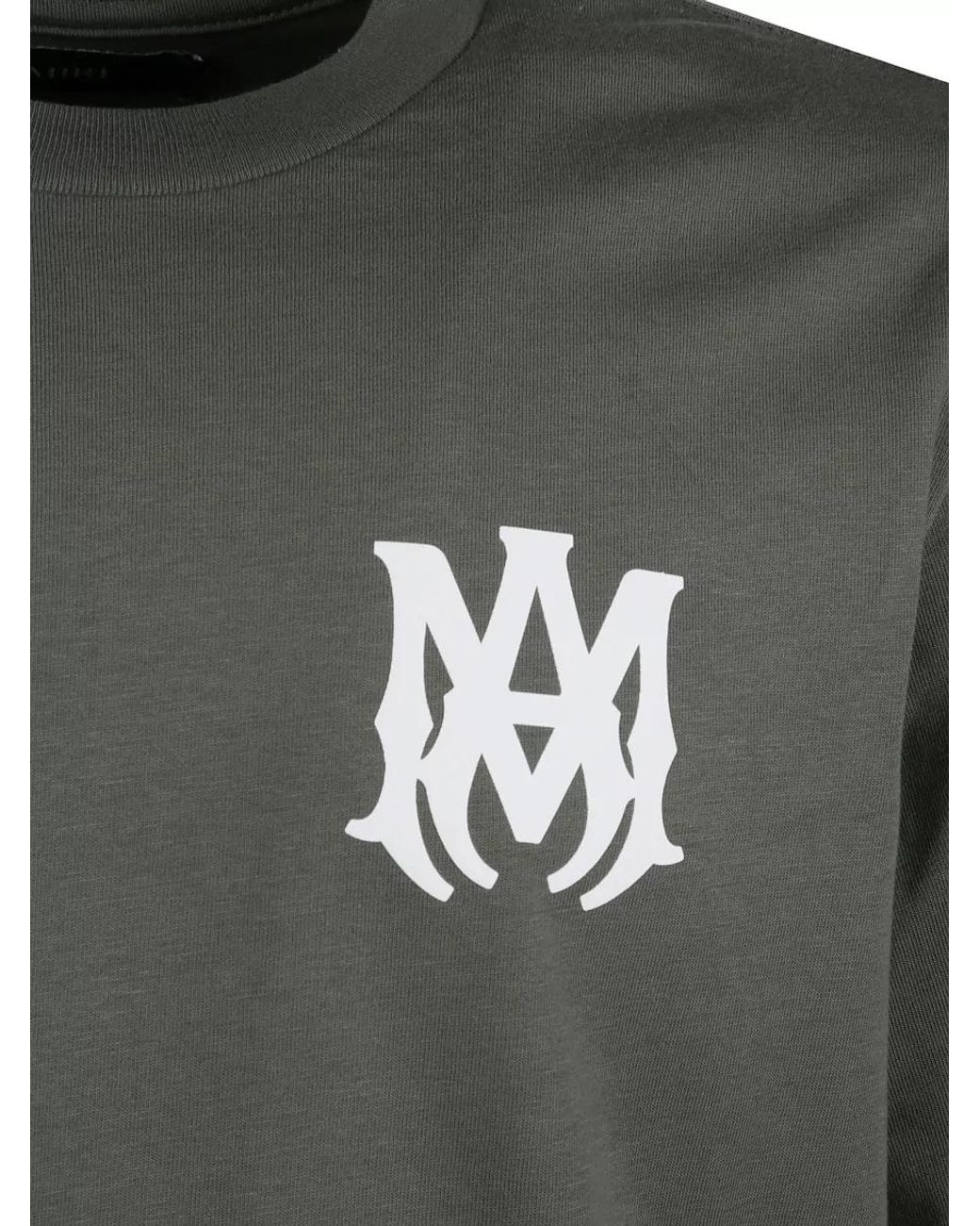 Amiri Green Cotton Logo-Detail Short-Sleeve Crew-Neck T-Shirt for men