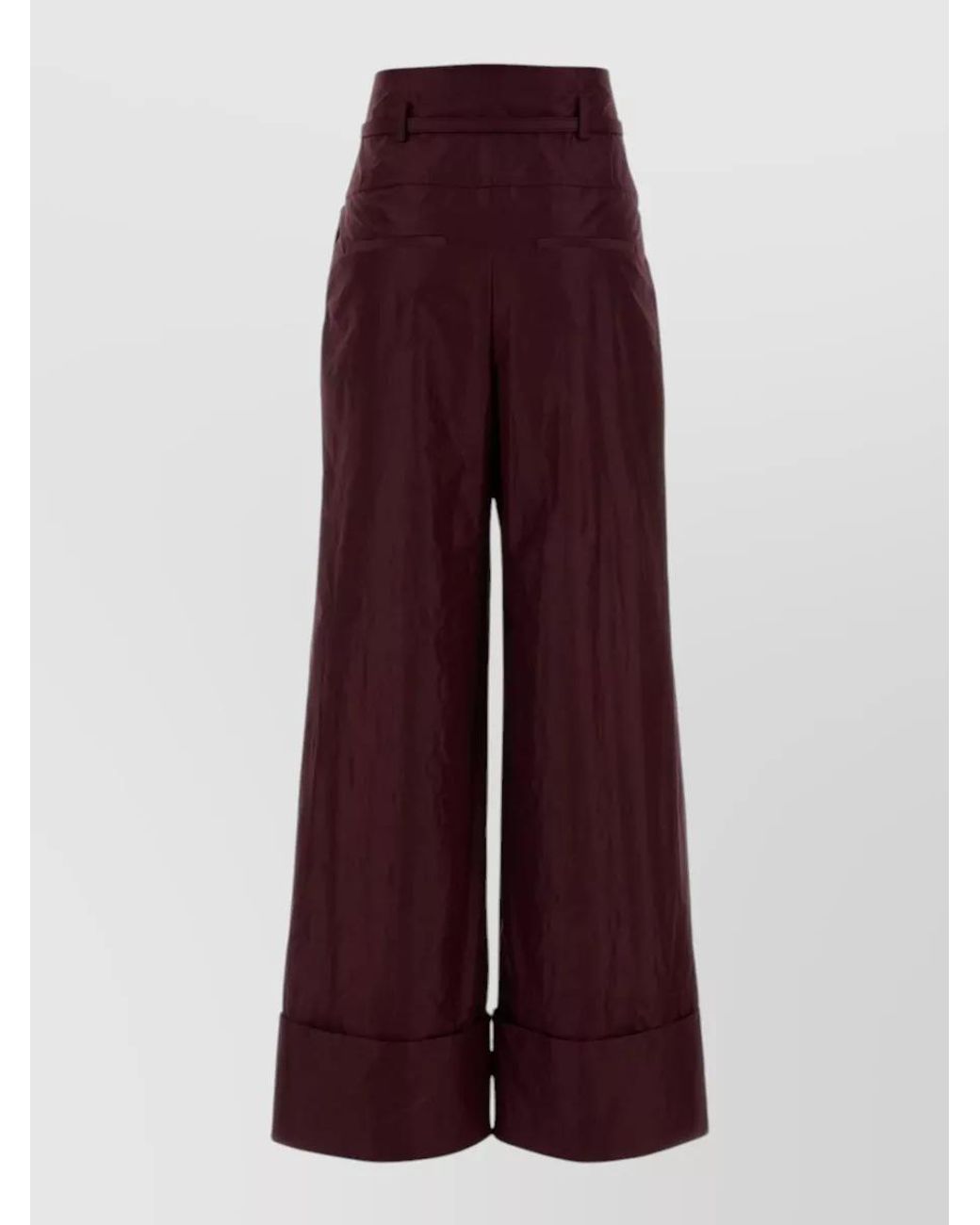 Fendi Purple Silk High-Rise Wide-Leg Belted Trousers